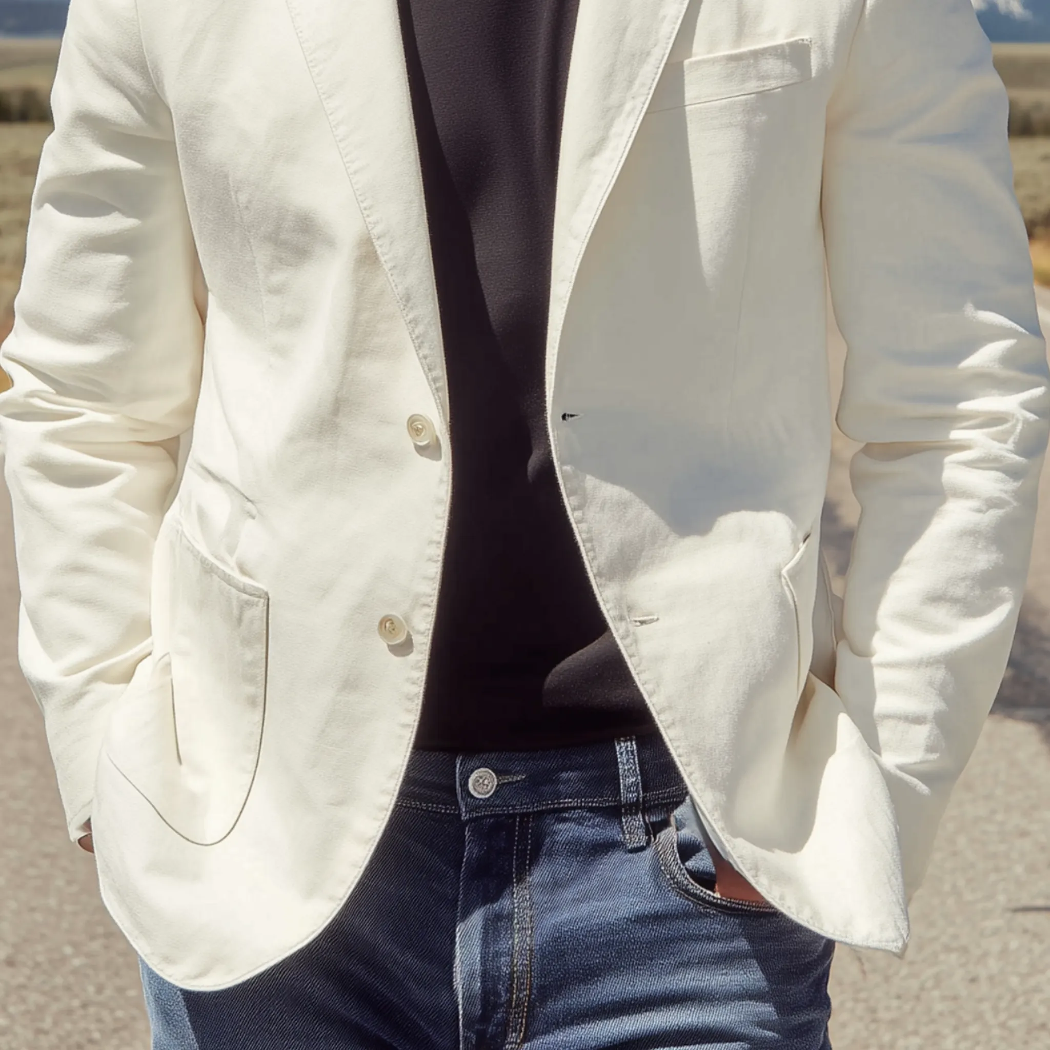 Men's Classic Casual Solid Cotton Blend Single-breasted Blazer MTA0523H1K sold by Manly product image thumbnail 5