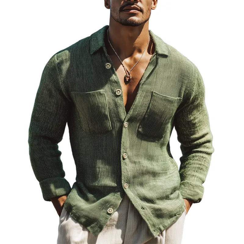 Men's Classic Knit Button-Down Long Sleeve Shirt MTA0561H5U sold by Manly