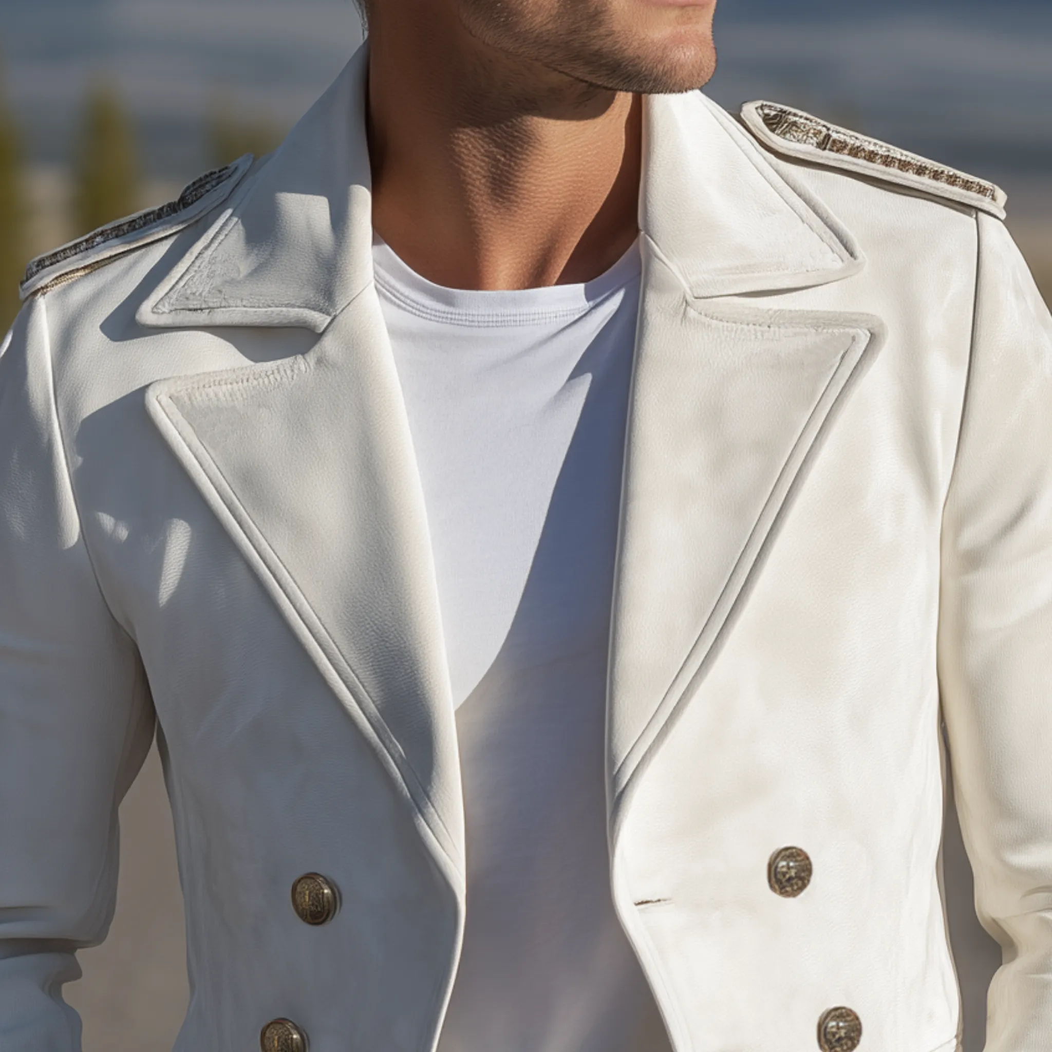 Men's Classic Retro Western Lapel Suede Cropped Double Breasted Jacket MTA0840H9K sold by Manly product image thumbnail 4