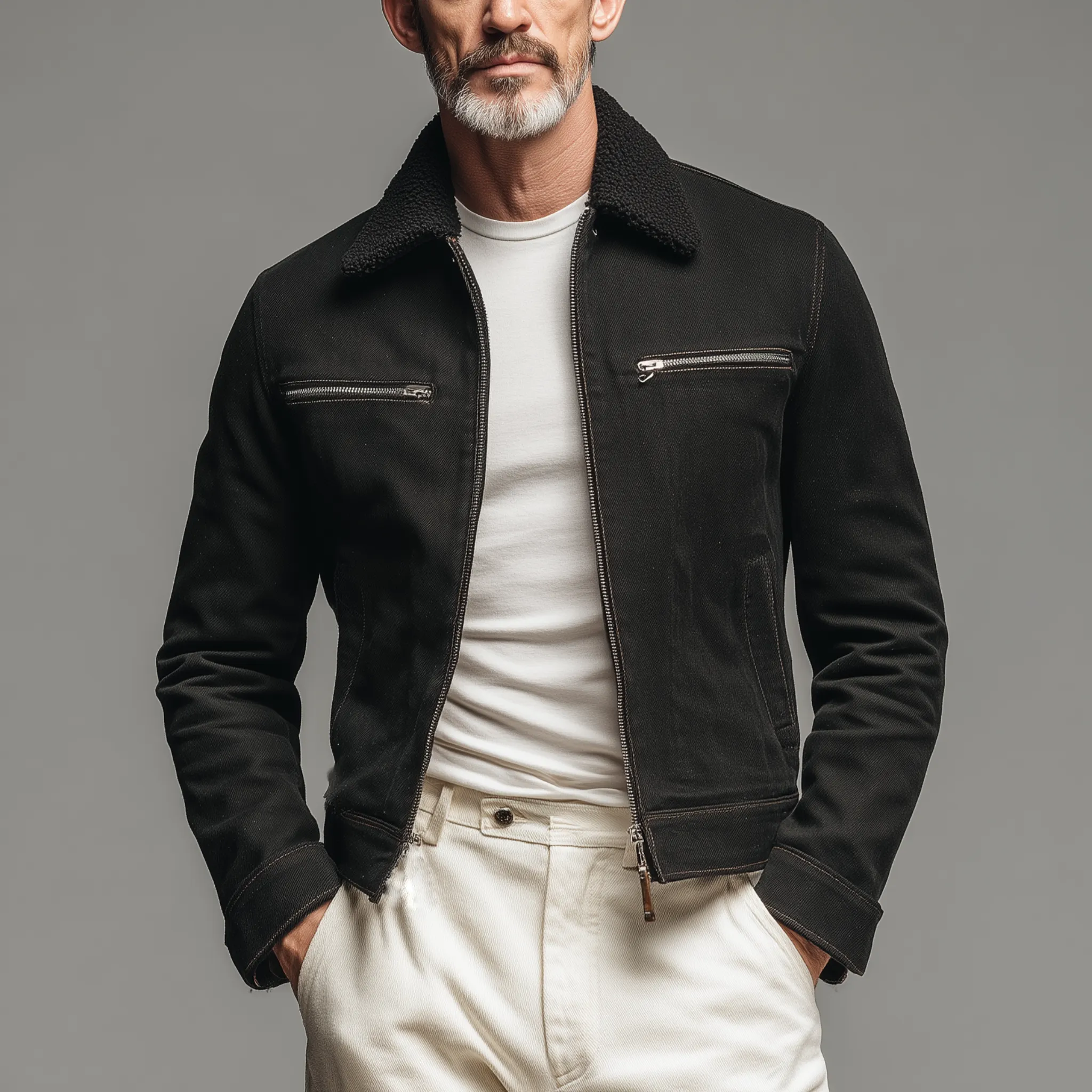 Men's Classic Casual Detachable Fur Collar Slim Fit Cotton Blend Jacket MTA0732H1K sold by Manly product image thumbnail 2