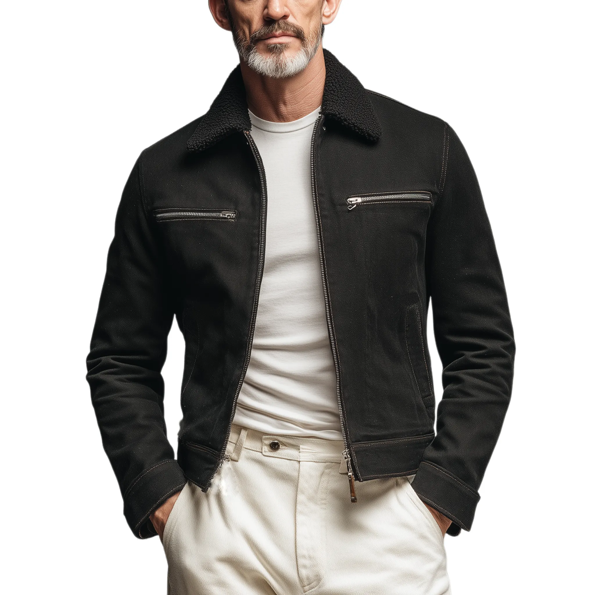 Men's Classic Casual Detachable Fur Collar Slim Fit Cotton Blend Jacket MTA0732H1K sold by Manly