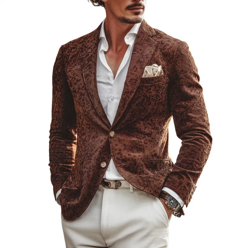 Men's Stylish Vintage Breathable Corduroy Notch Lapel Single-breasted Slim-fit Blazer MTA0708H2M sold by Manly