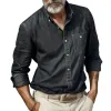 Men's Denim Lapel Chest Pocket Long Sleeve Shirt MTA0757H8Z sold by Manly