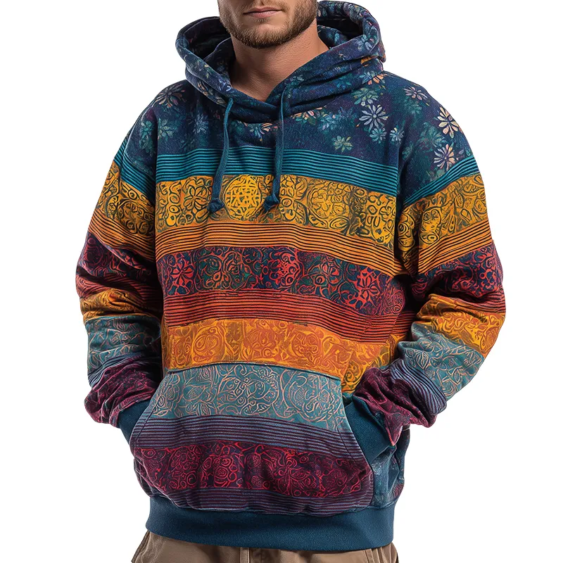 Men's Retro Casual Hippie Print Hoodie MTA0798H5TO sold by Manly
