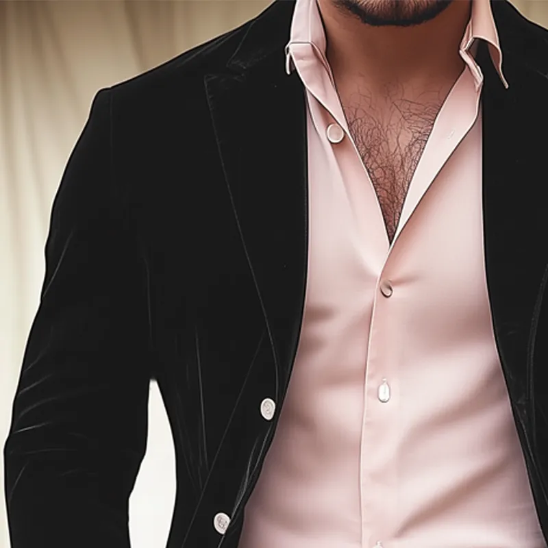 Men's Business Solid Color Three-button Velvet Blazer MTA0893H4U sold by Manly product image thumbnail 3