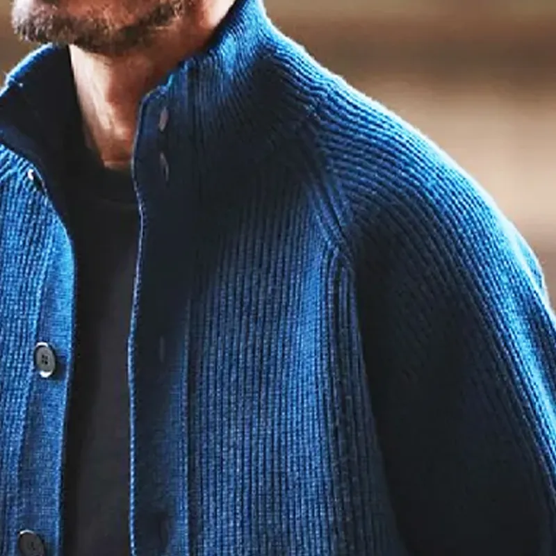 Men's Vintage Stand Collar Button Knit Cardigan MTA0808H6U sold by Manly product image thumbnail 4