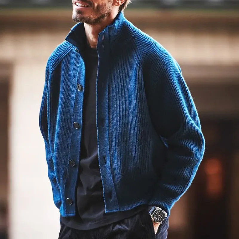 Men's Vintage Stand Collar Button Knit Cardigan MTA0808H6U sold by Manly product image thumbnail 2