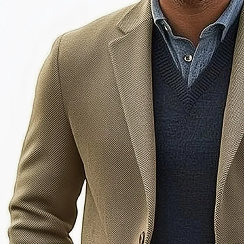 Men's Business Notched Lapel Twill Two-button Blazer MTA0889H9U sold by Manly product image thumbnail 3