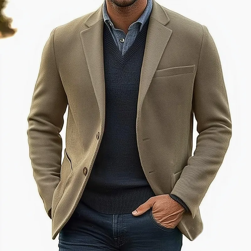 Men's Business Notched Lapel Twill Two-button Blazer MTA0889H9U sold by Manly product image thumbnail 2