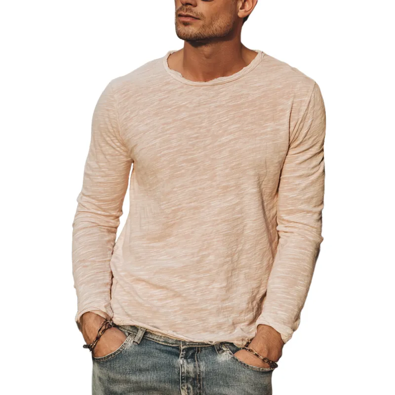 Men's Cotton Blend Crew Neck Long Sleeve T-shirt MTA0740H0X sold by Manly