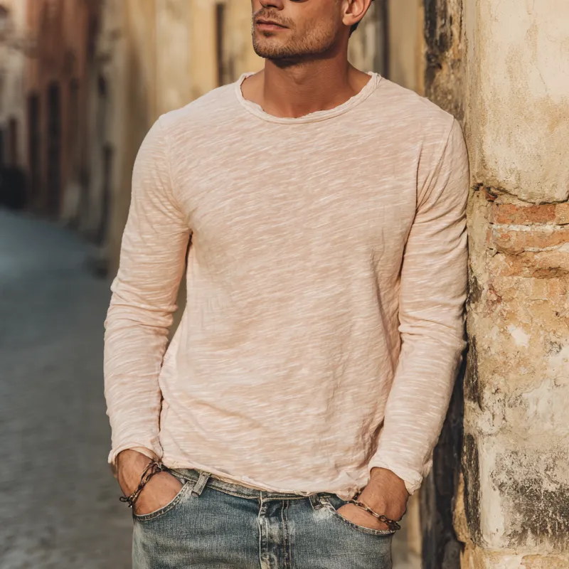 Men's Cotton Blend Crew Neck Long Sleeve T-shirt MTA0740H0X sold by Manly product image thumbnail 2