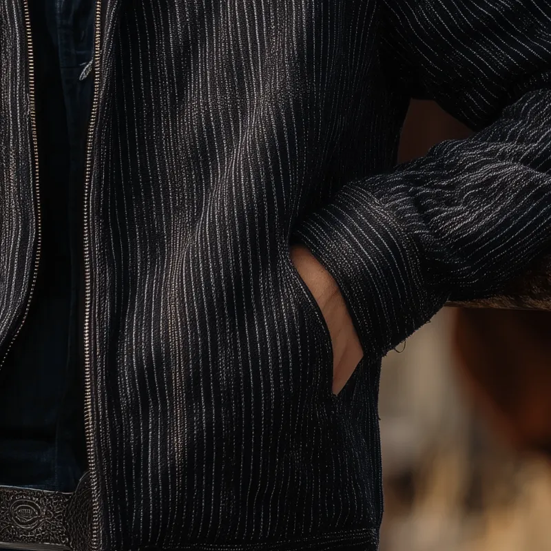 Men's Western Cowboy Style Ribbed Zipper Jacket MTA0732H2X sold by Manly product image thumbnail 3