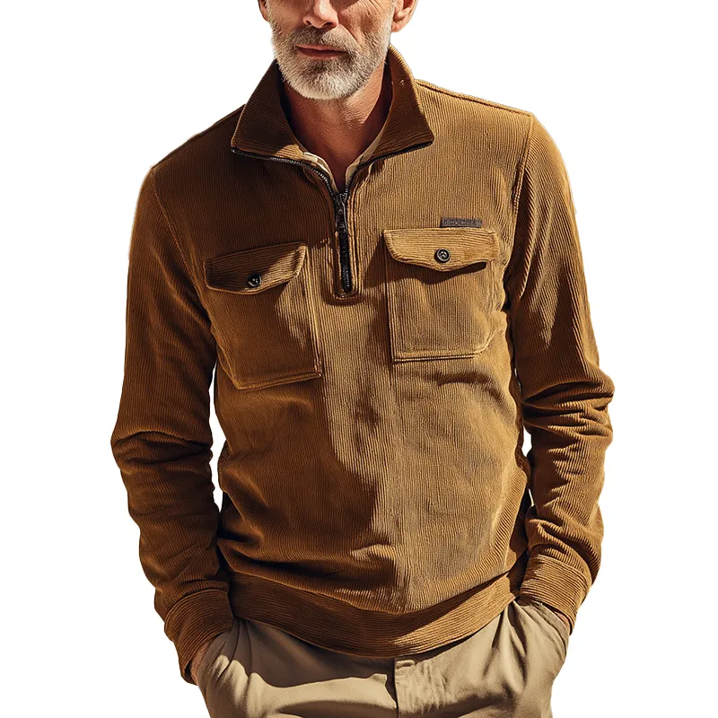 Men's Retro Half-Zip Long-Sleeved Polo Shirt MTA0871H5P sold by Manly