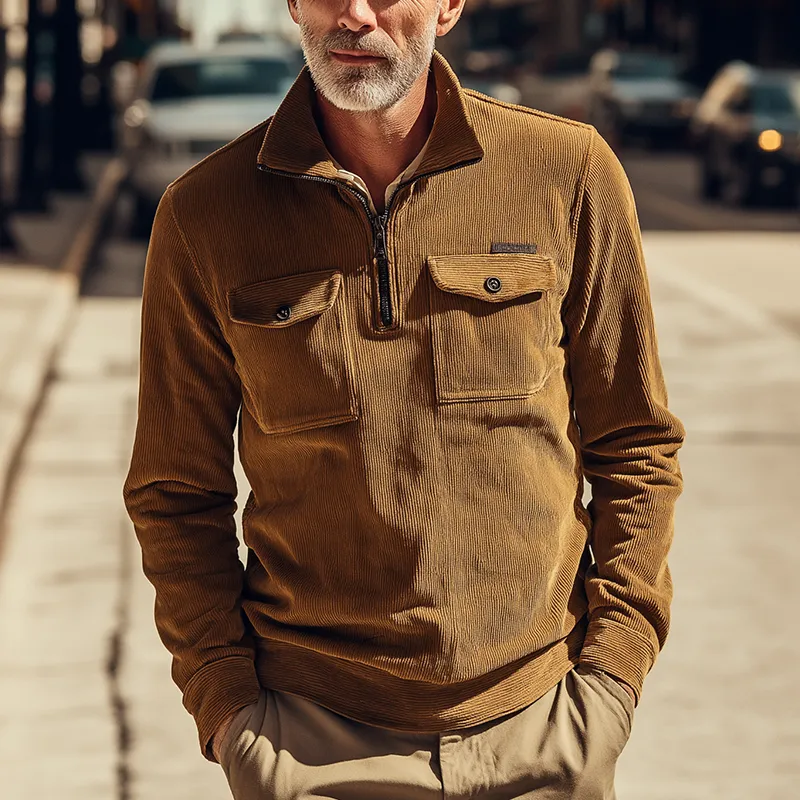 Men's Retro Half-Zip Long-Sleeved Polo Shirt MTA0871H5P sold by Manly product image thumbnail 2