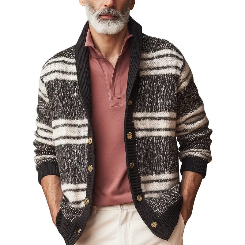Men's Autumn Fashion Retro Striped Knitted Cardigan MTA0841H8P sold by Manly