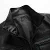 Men's Lapel Zipper Biker Leather Jacket 94969230Z sold by Manly