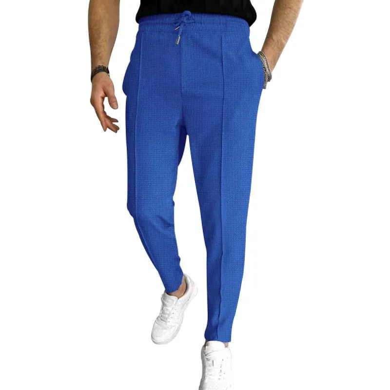 Men's Solid Waffle Elastic Waist Slim Casual Trousers 33746822Z sold by Manly