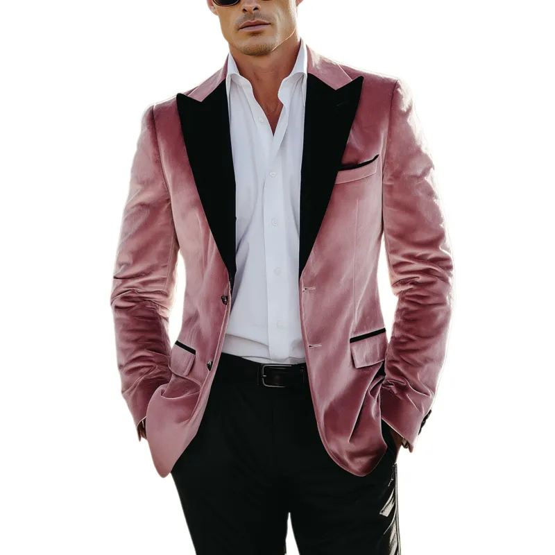 Men's Classic Retro Party Velvet Single-breasted Slim-fit Blazer MTA1166H6K sold by Manly
