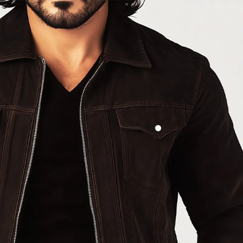 Men's Spring And Autumn Retro Short Zipper Suede Jacket MTA1135H3U sold by Manly product image thumbnail 3