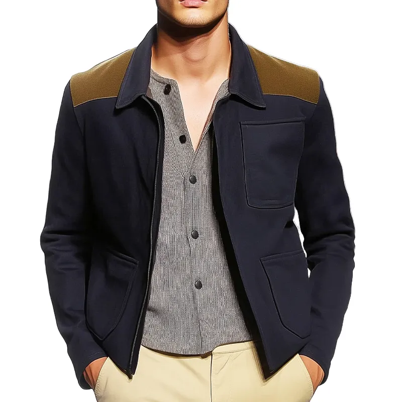 Men's Vintage Zipper Cotton Suede Panelled Jacket MTA1134H8U sold by Manly