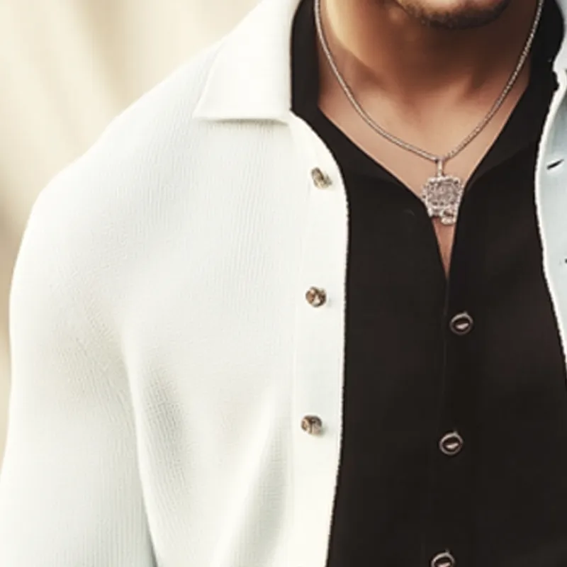 Men's Basic Solid Color Knit Lapel Button Cardigan MTA1180H0U sold by Manly product image thumbnail 4