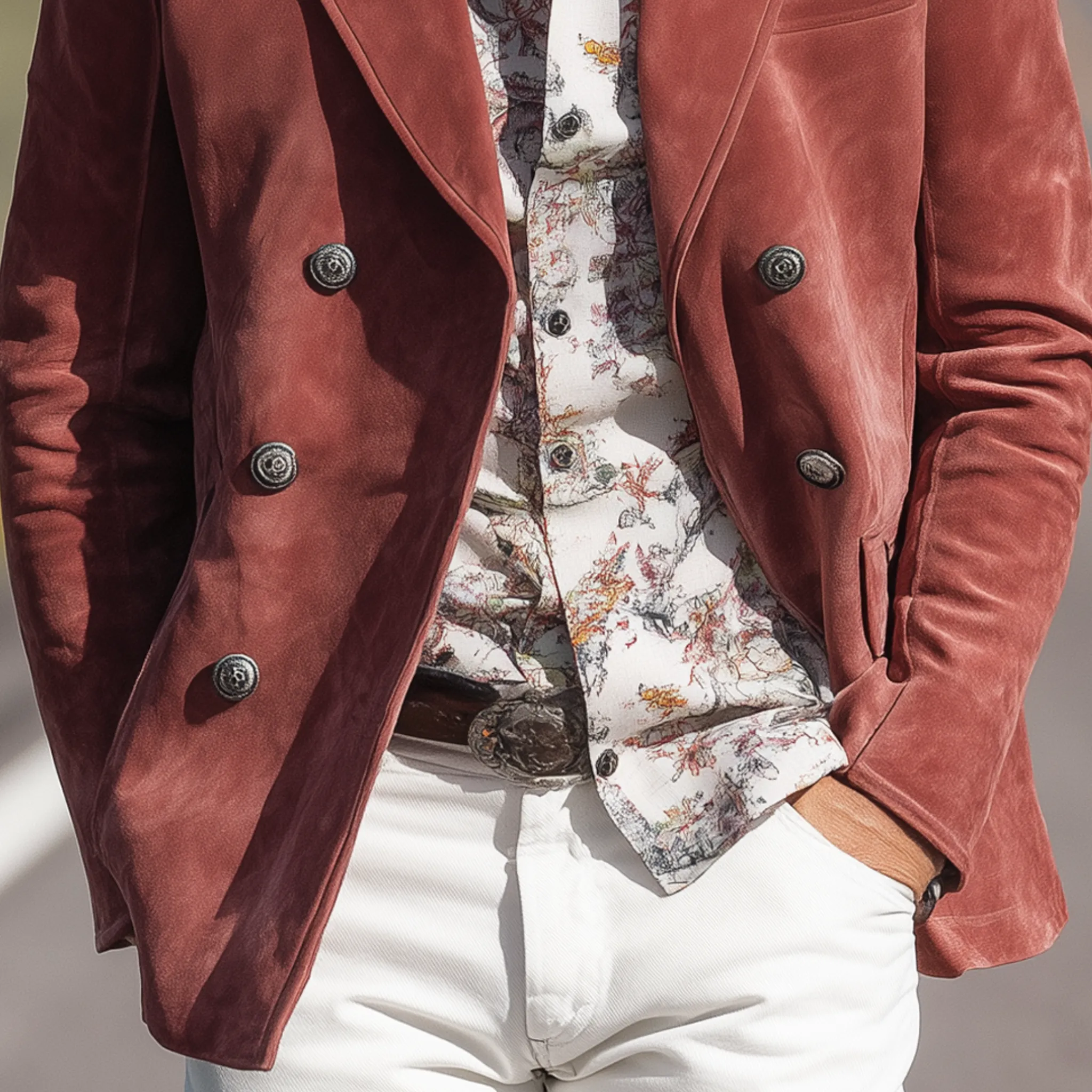 Men's Classic Casual Western Style Lapel Double-breasted Suede Jacket MTA1122H8K sold by Manly product image thumbnail 5