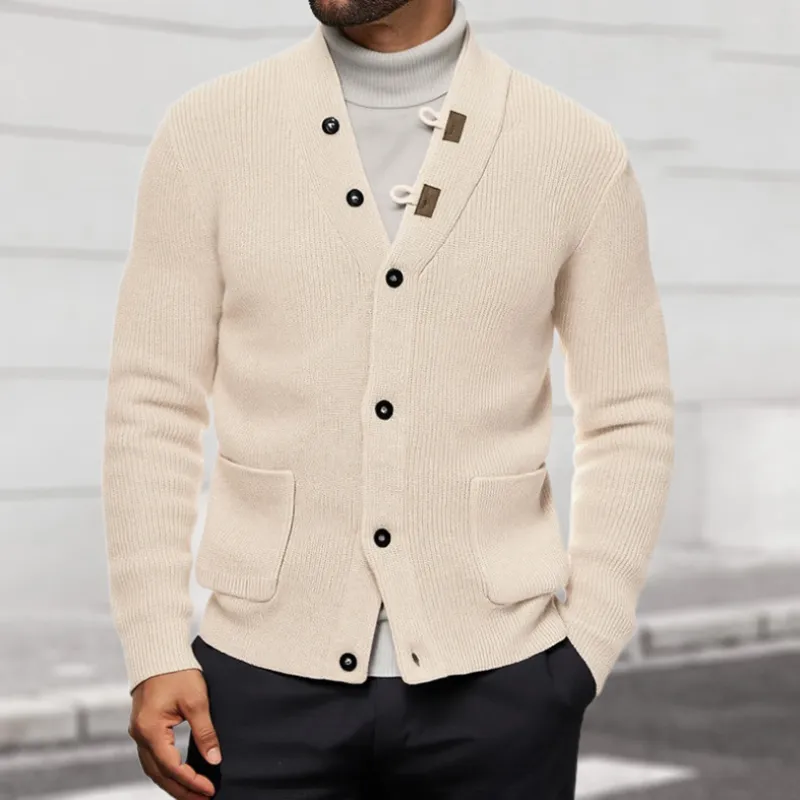 Men's Casual Solid Color V-neck Single-breasted Loose Knitted Cardigan MTA1187H7M sold by Manly product image thumbnail 5