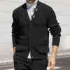 Men's Casual Solid Color V-neck Single-breasted Loose Knitted Cardigan MTA1187H7M sold by Manly
