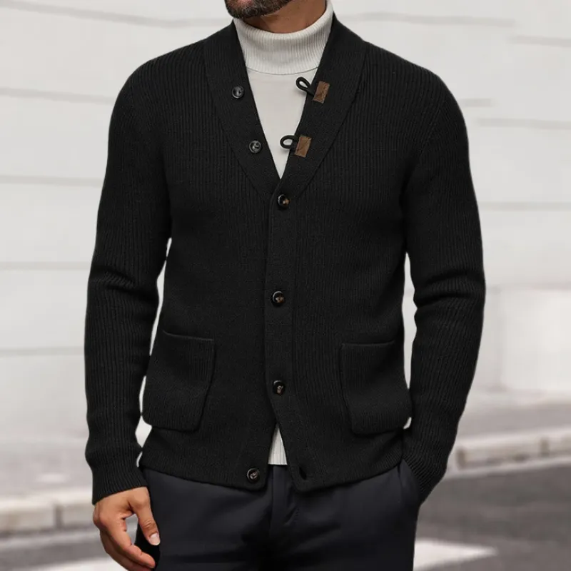 Men's Casual Solid Color V-neck Single-breasted Loose Knitted Cardigan MTA1187H7M sold by Manly product image thumbnail 3