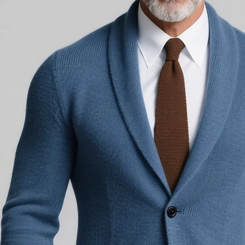 Men's Retro Casual Solid Color Knitted Blazer MTA0615H0TO sold by Manly product image thumbnail 3