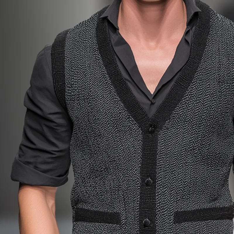 Men's Retro Casual Herringbone Vest MTA0606H7TO sold by Manly product image thumbnail 3