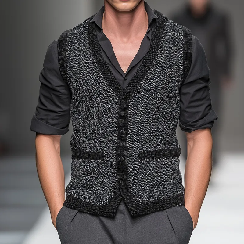 Men's Retro Casual Herringbone Vest MTA0606H7TO sold by Manly product image thumbnail 2