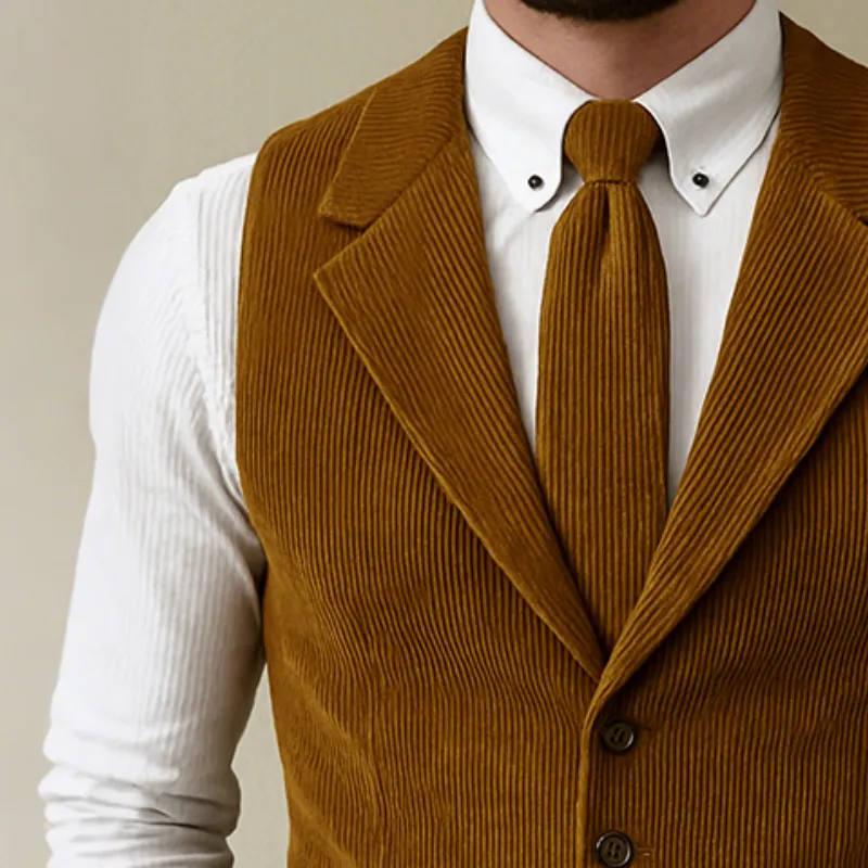 Men's Retro Casual Solid Color Corduroy Vest MTA0826H0TO sold by Manly product image thumbnail 3