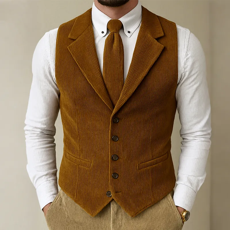 Men's Retro Casual Solid Color Corduroy Vest MTA0826H0TO sold by Manly product image thumbnail 2