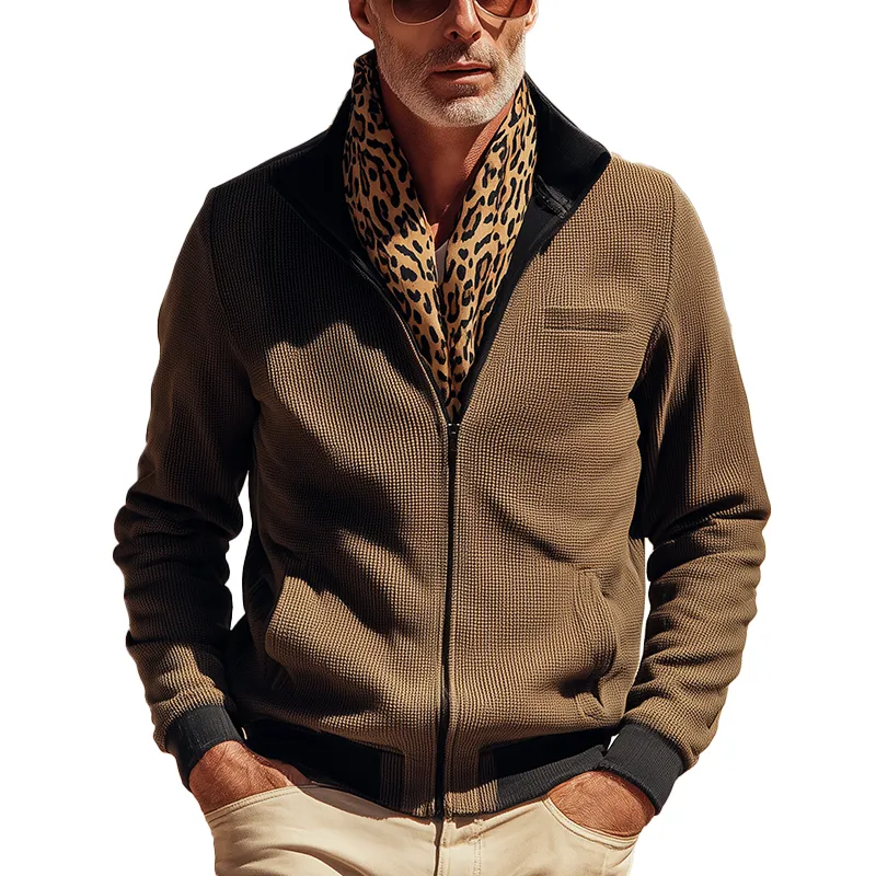 Men's Vintage Waffle Texture Long Sleeve Jacket MTA1130H3P sold by Manly