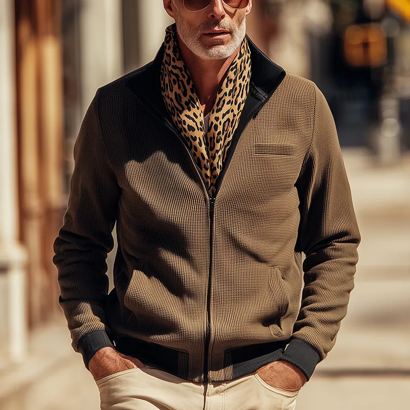 Men's Vintage Waffle Texture Long Sleeve Jacket MTA1130H3P sold by Manly product image thumbnail 2