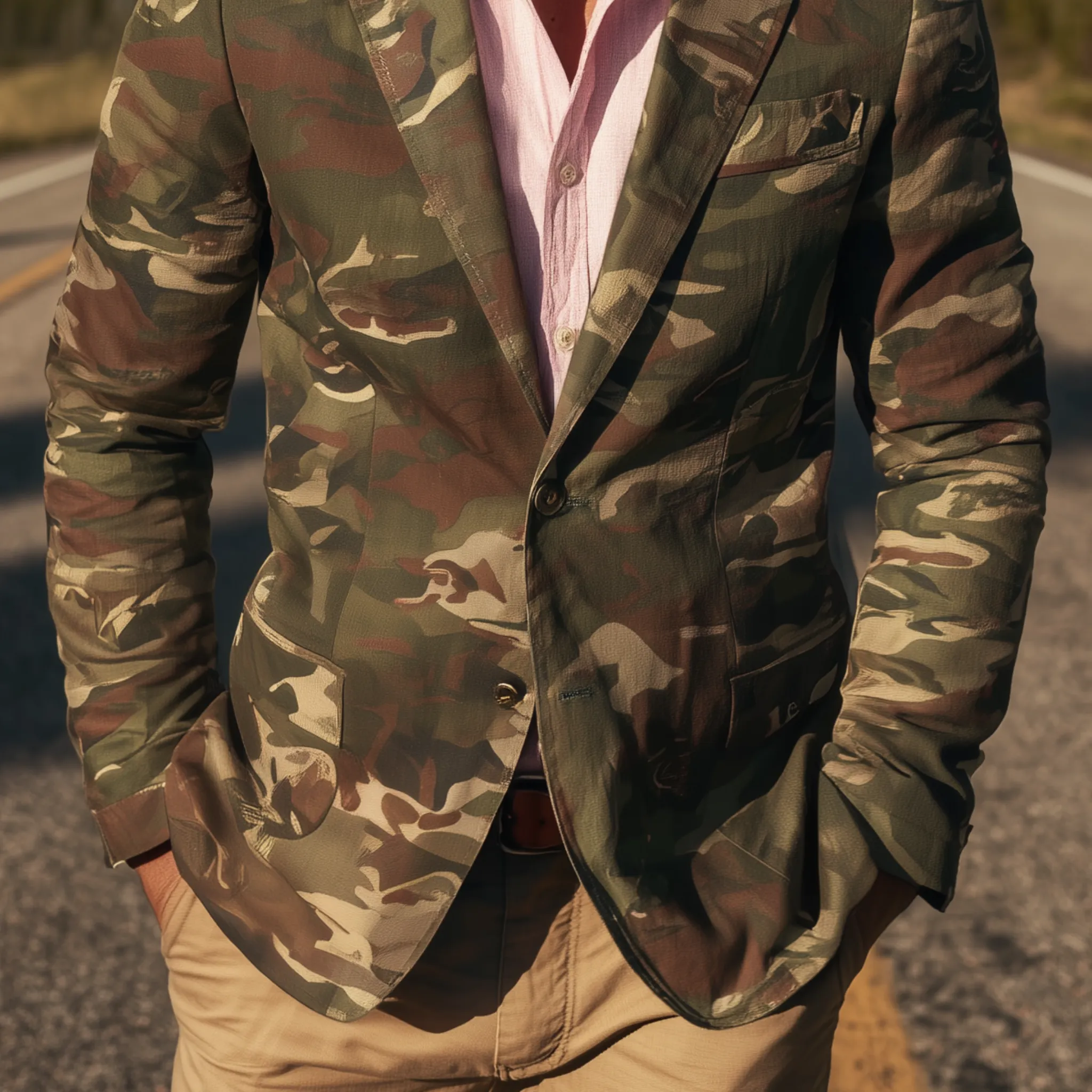 Men's Classic Casual Camouflage Cotton Blend Single Breasted Blazer MTA1376H0K sold by Manly product image thumbnail 5