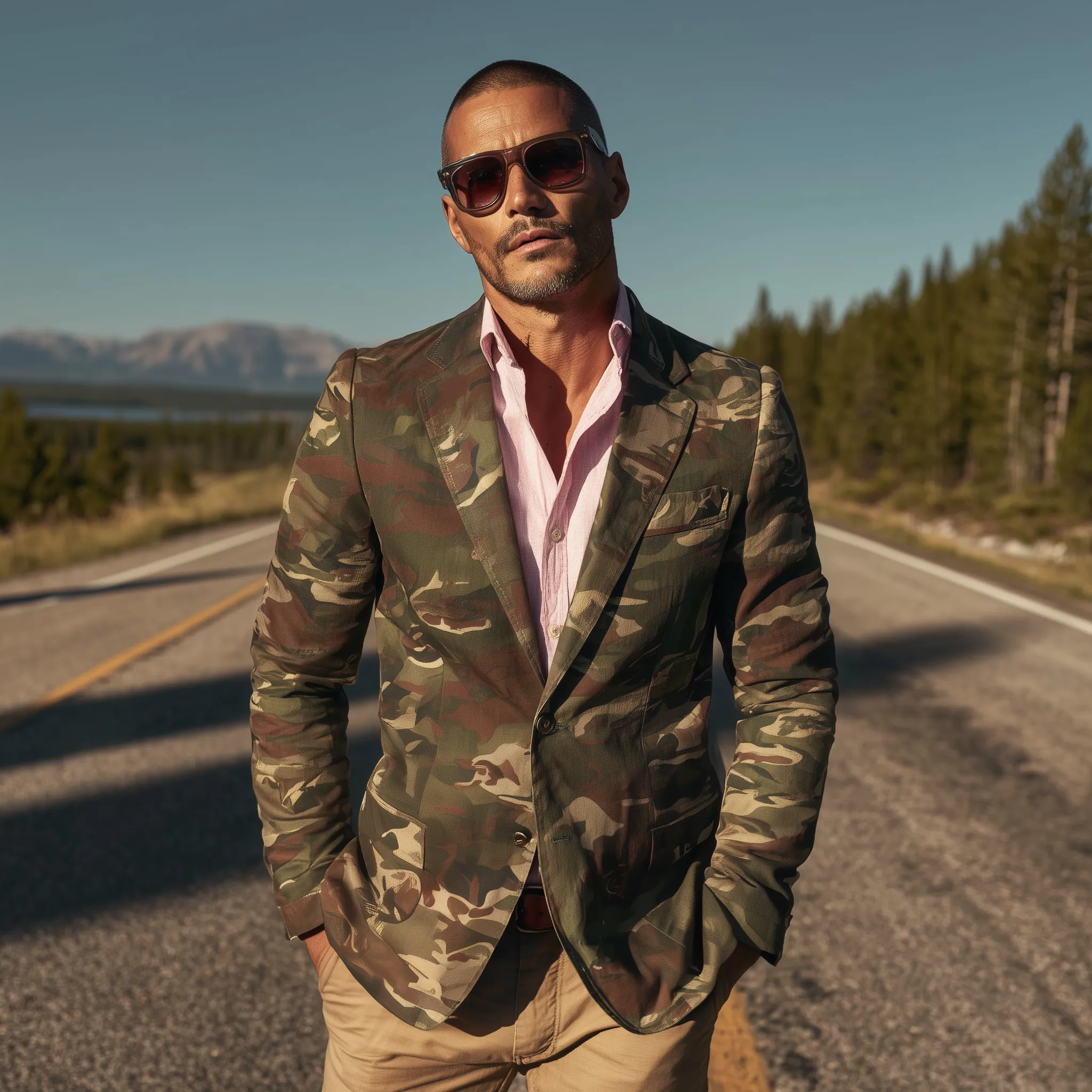 Men's Classic Casual Camouflage Cotton Blend Single Breasted Blazer MTA1376H0K sold by Manly product image thumbnail 3