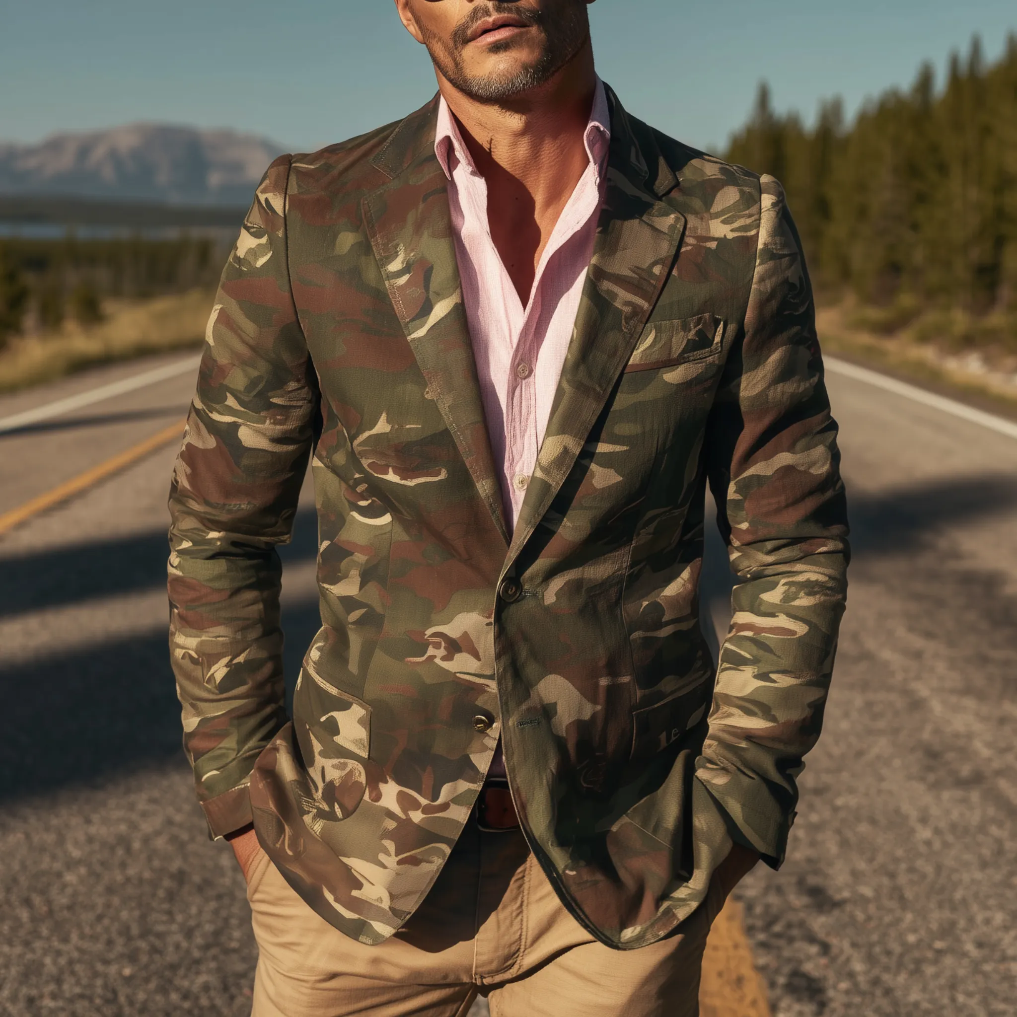 Men's Classic Casual Camouflage Cotton Blend Single Breasted Blazer MTA1376H0K sold by Manly product image thumbnail 2