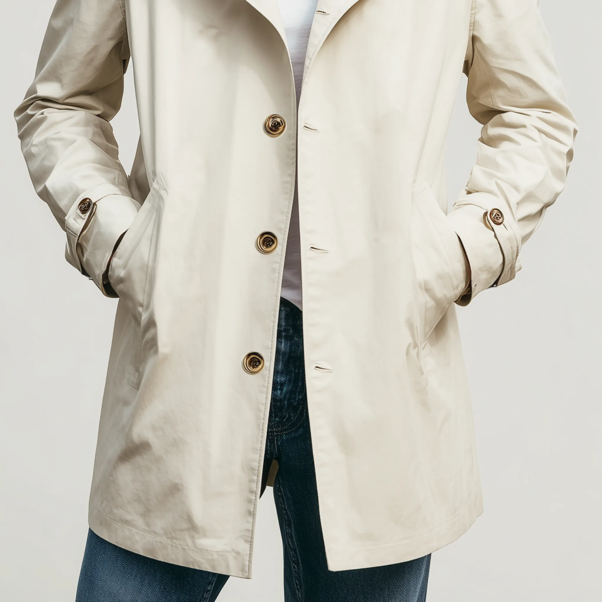 Men's Classic Casual Corduroy Lapel Single-breasted Twill Cotton Thigh-length Trench Coat MTA1346H1K sold by Manly product image thumbnail 5