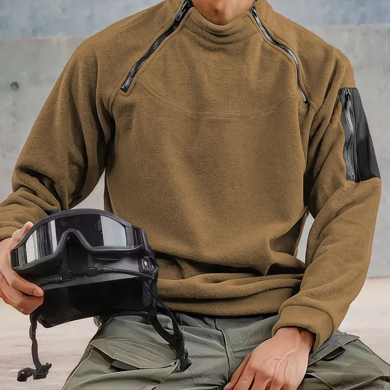 Men's Outdoor Zipper Fleece Crew Neck Pullover Sweatshirt MTA1326H4X sold by Manly product image thumbnail 4