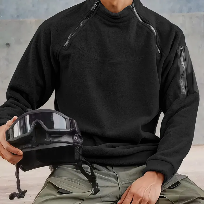 Men's Outdoor Zipper Fleece Crew Neck Pullover Sweatshirt MTA1326H4X sold by Manly product image thumbnail 3