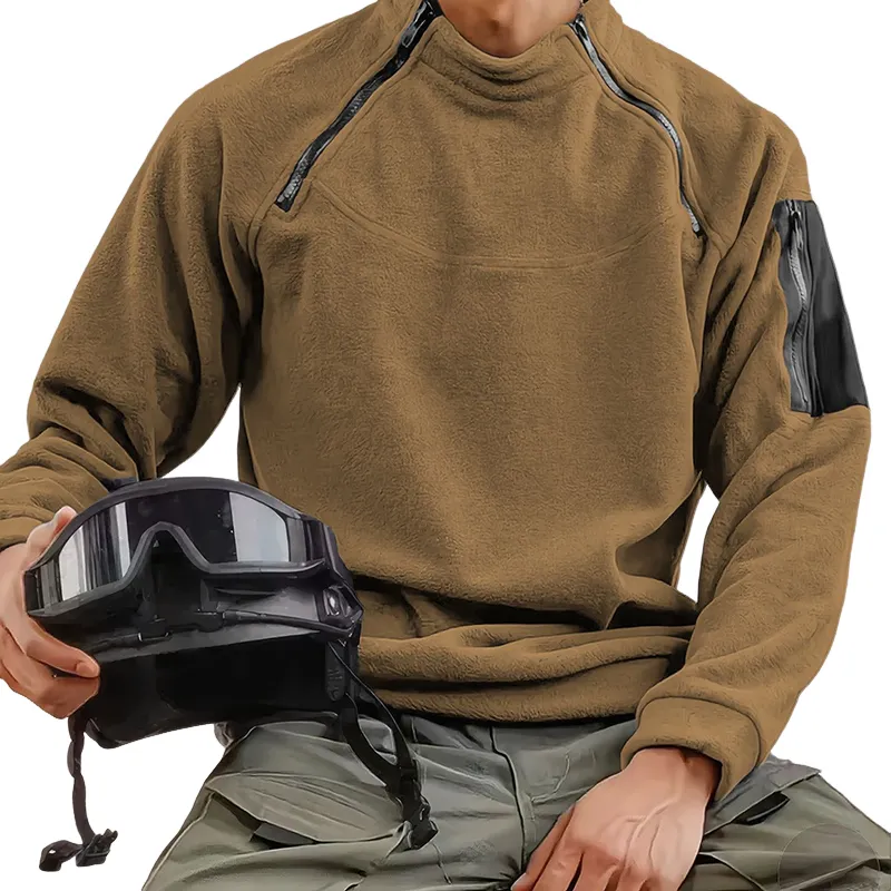 Men's Outdoor Zipper Fleece Crew Neck Pullover Sweatshirt MTA1326H4X sold by Manly