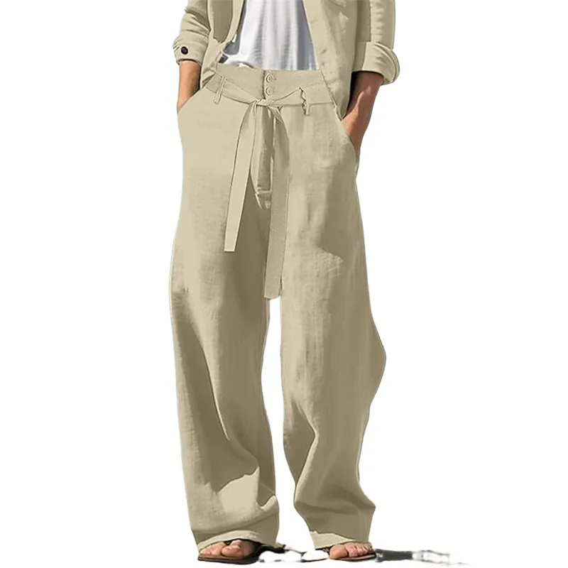 Men's Solid Cotton And Linen Casual Trousers MTA1378H6X sold by Manly product image thumbnail 2