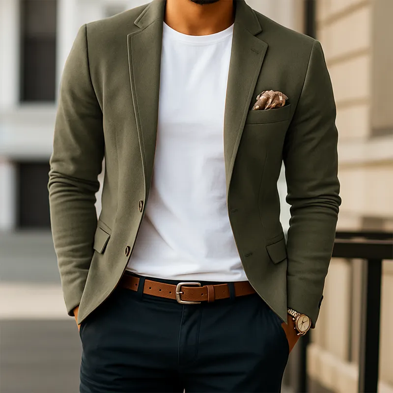 Men's Business Two-Button Notched Lapel Suede Blazer MTA1354H0U sold by Manly product image thumbnail 4