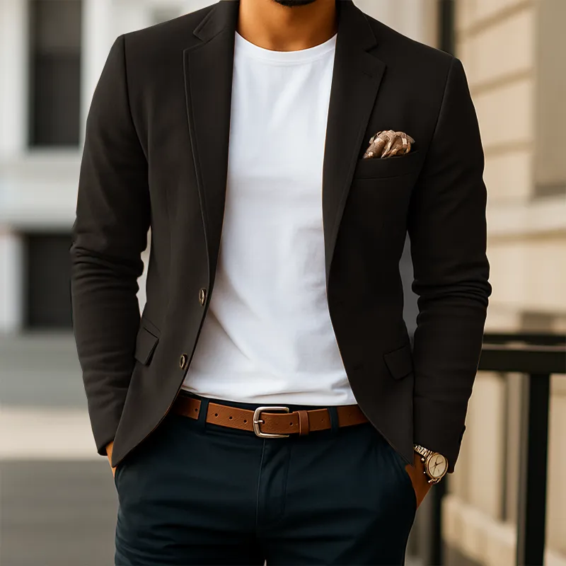 Men's Business Two-Button Notched Lapel Suede Blazer MTA1354H0U sold by Manly product image thumbnail 3