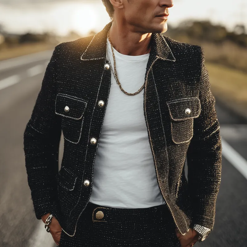 Men's Vintage Chanel Style Button-down Lapel Jacket MTA1270H6U sold by Manly product image thumbnail 2