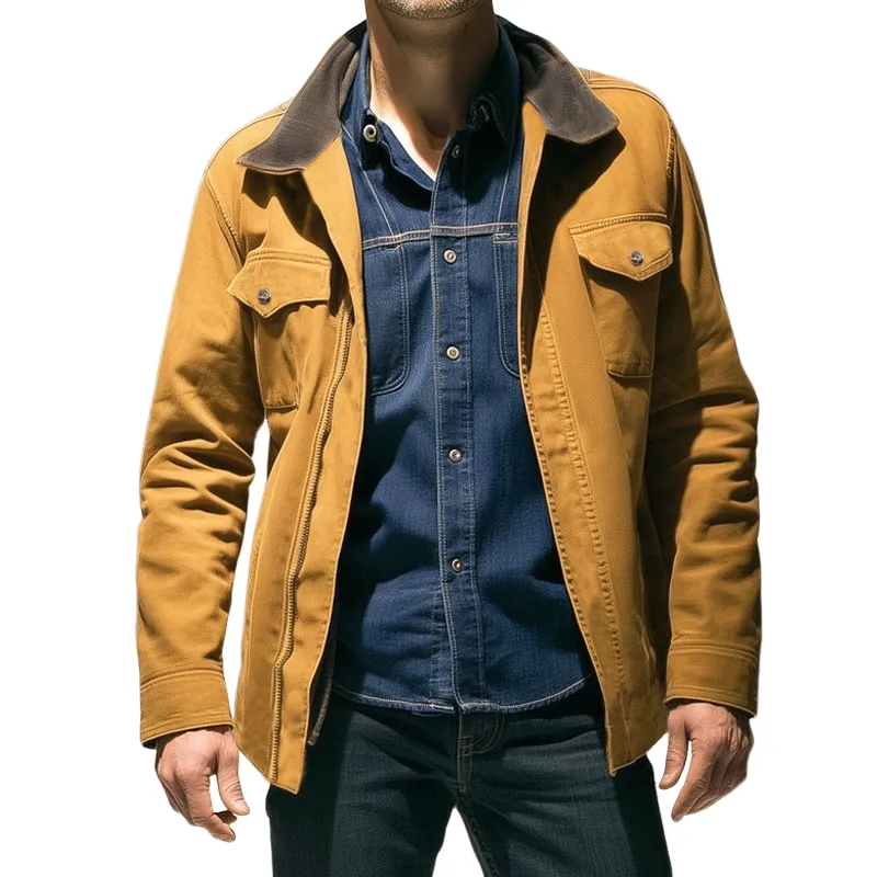 Men's Spring And Autumn Retro Colorblock Collar Zipper Jacket MTA1326H6U sold by Manly