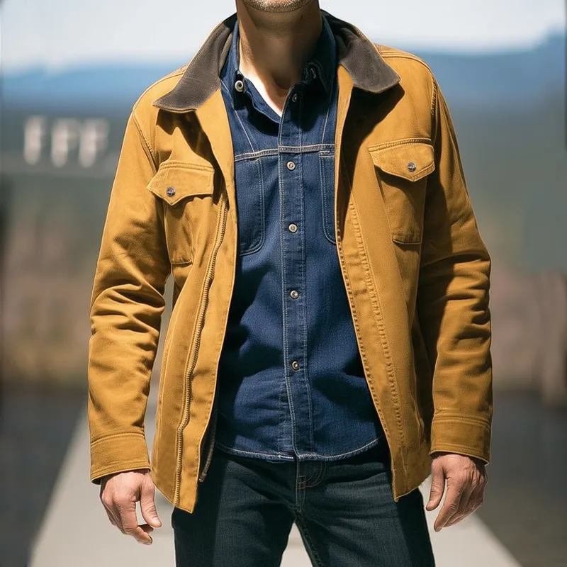 Men's Spring And Autumn Retro Colorblock Collar Zipper Jacket MTA1326H6U sold by Manly product image thumbnail 2