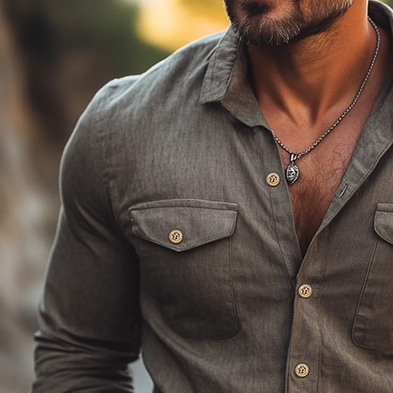 Men's Spring And Autumn Business Retro Long-sleeved Shirt MTA1372H9U sold by Manly product image thumbnail 4
